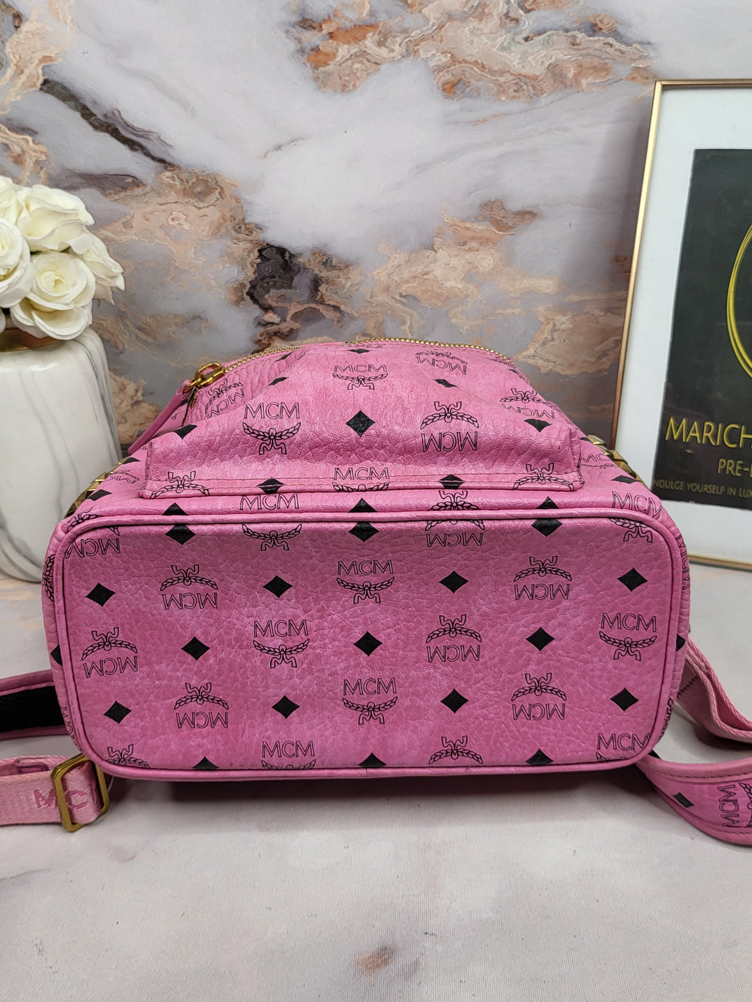 MCM Pink Visetos Backpack