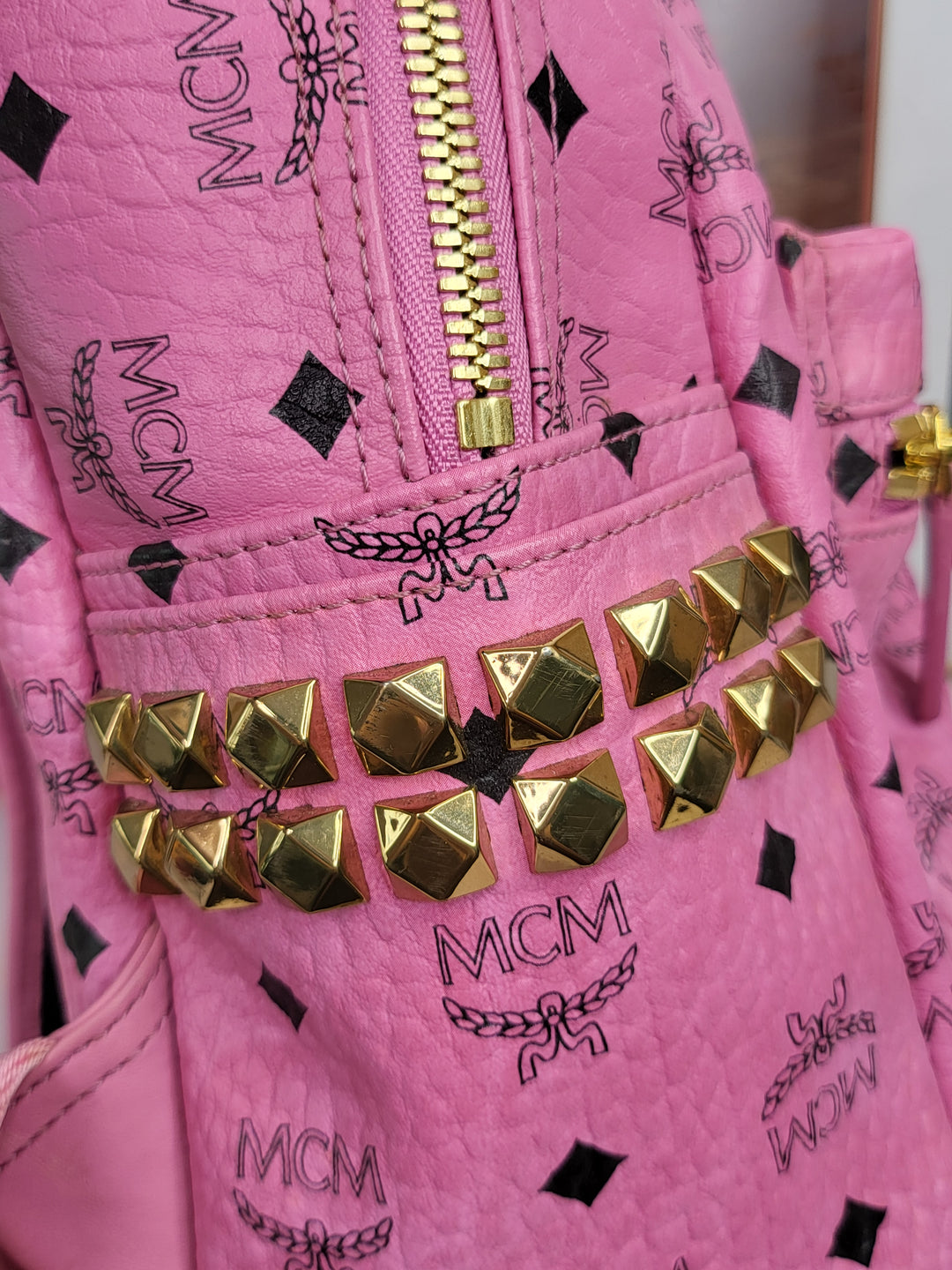 MCM Pink Visetos Backpack