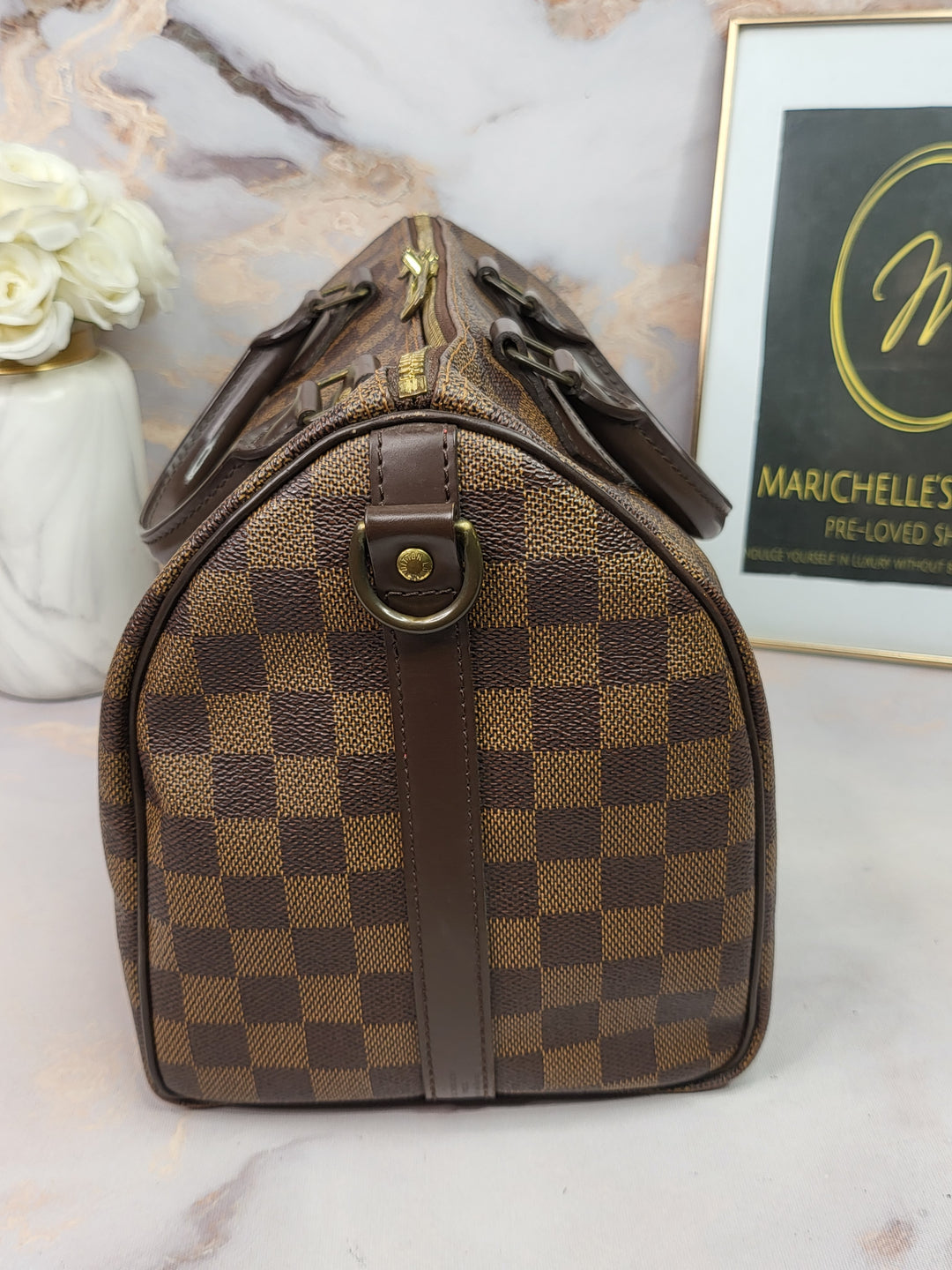 Louis Vuitton Damier Ebene Speedy 30 Bandouliere