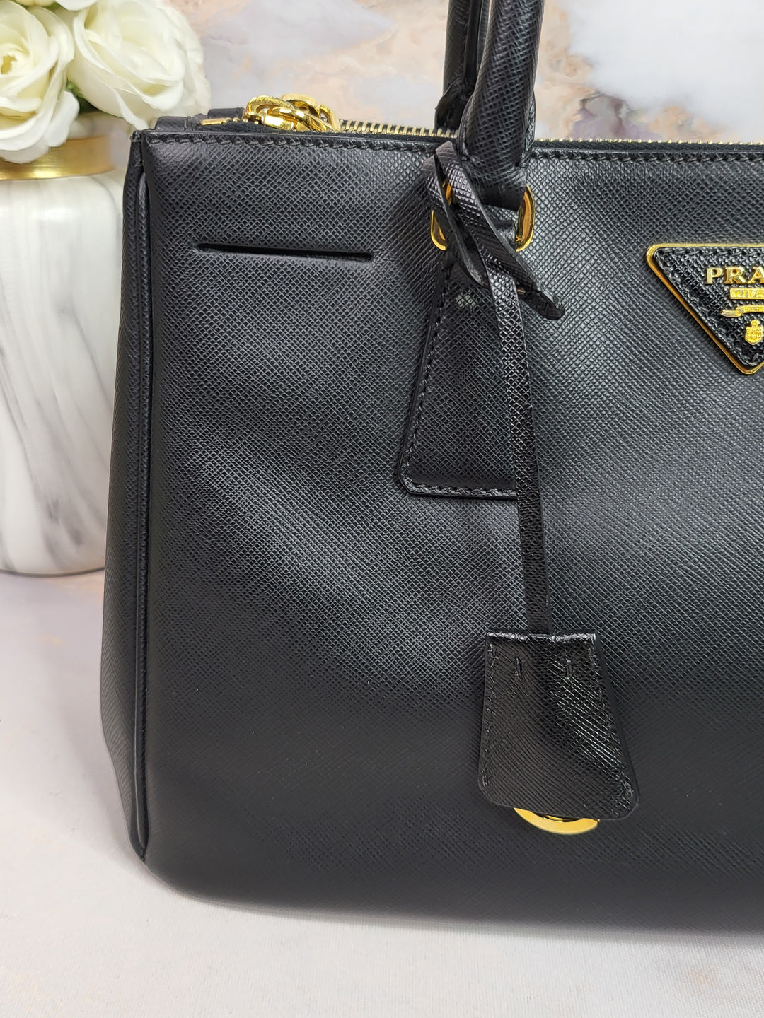 Prada Saffiano Double Zip Galleria Small