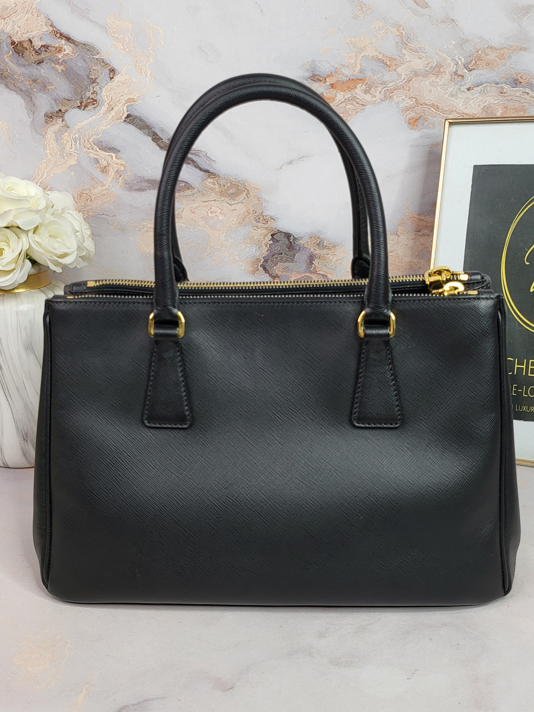 Prada Saffiano Double Zip Galleria Small