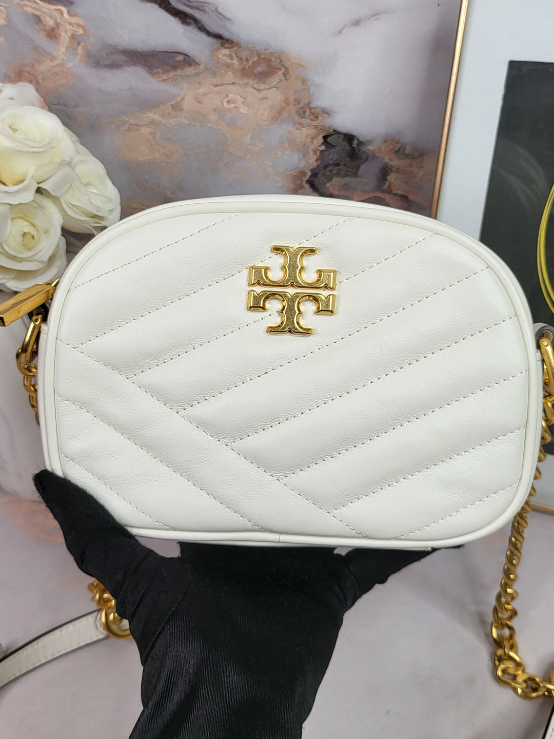 Tory Burch Chevron Quilted Camera Bag