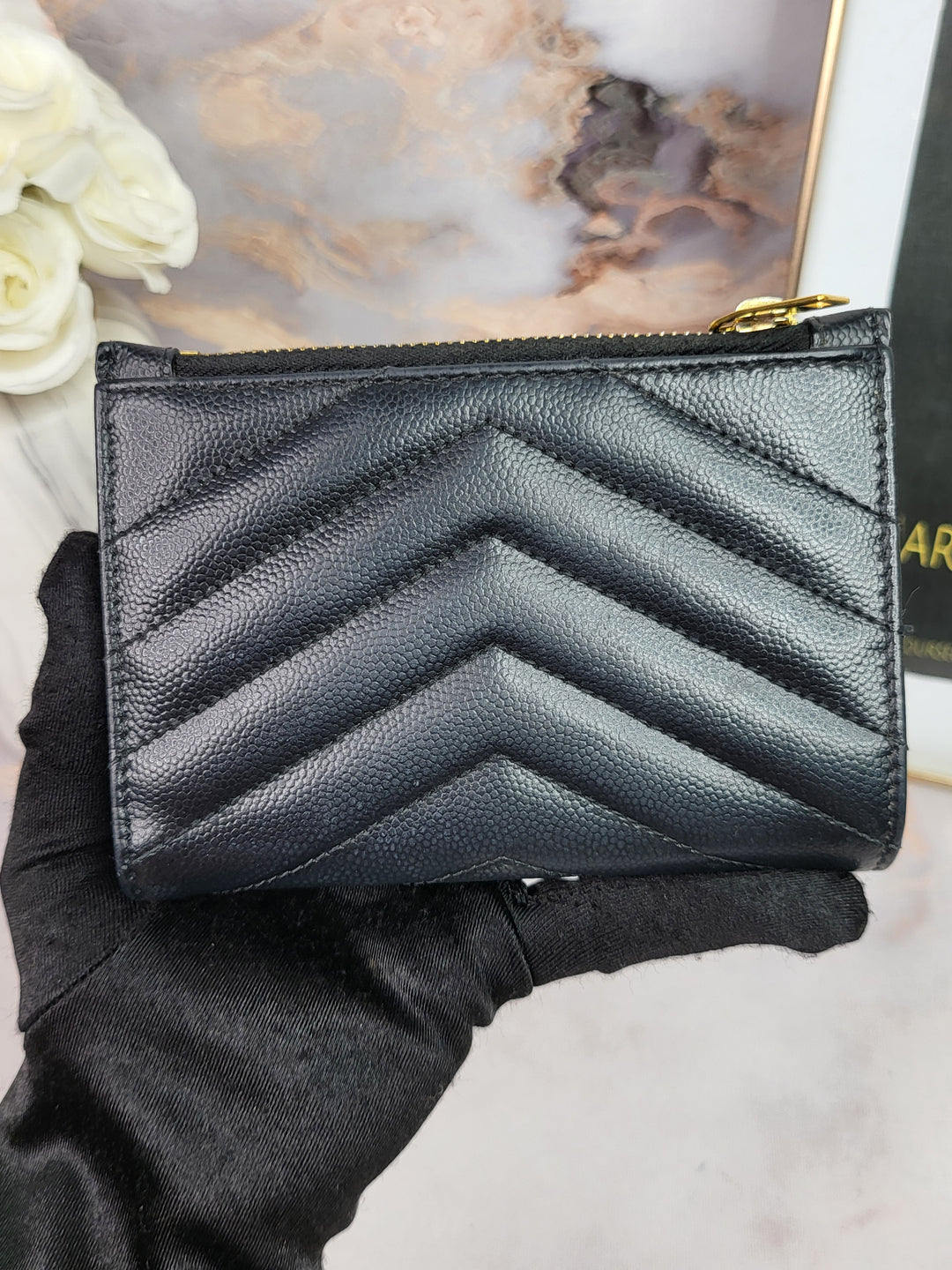 Saint Laurent Grained Bifold Compact Wallet