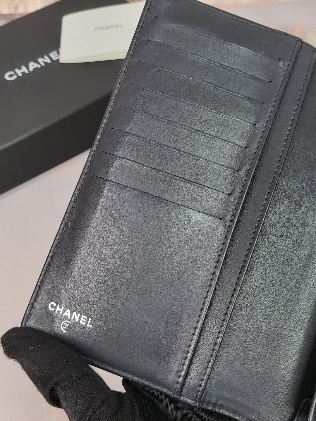 Chanel Patent Camelia Wallet