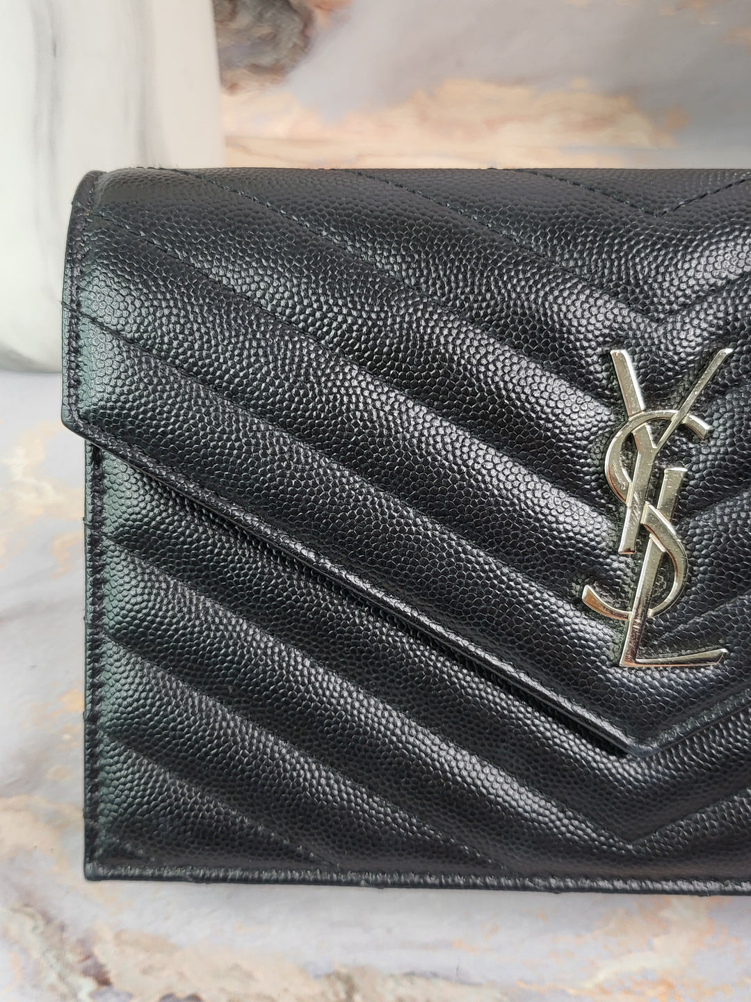 Saint Laurent Grained Envelope Wallet On Chain