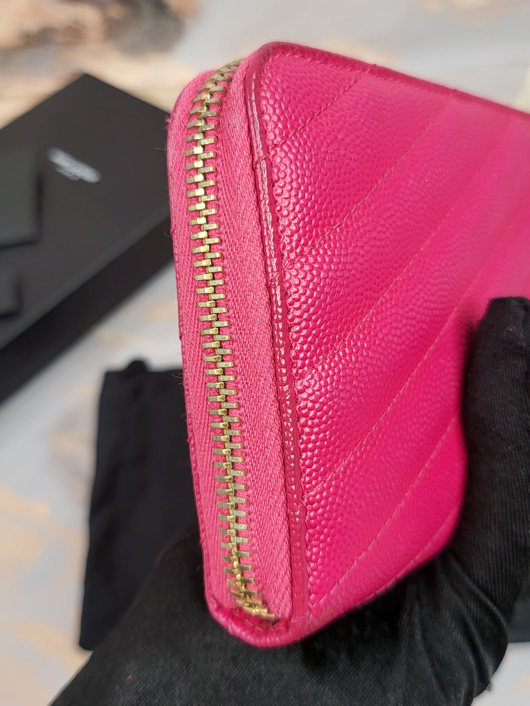 Saint Laurent Grained Zippy Wallet