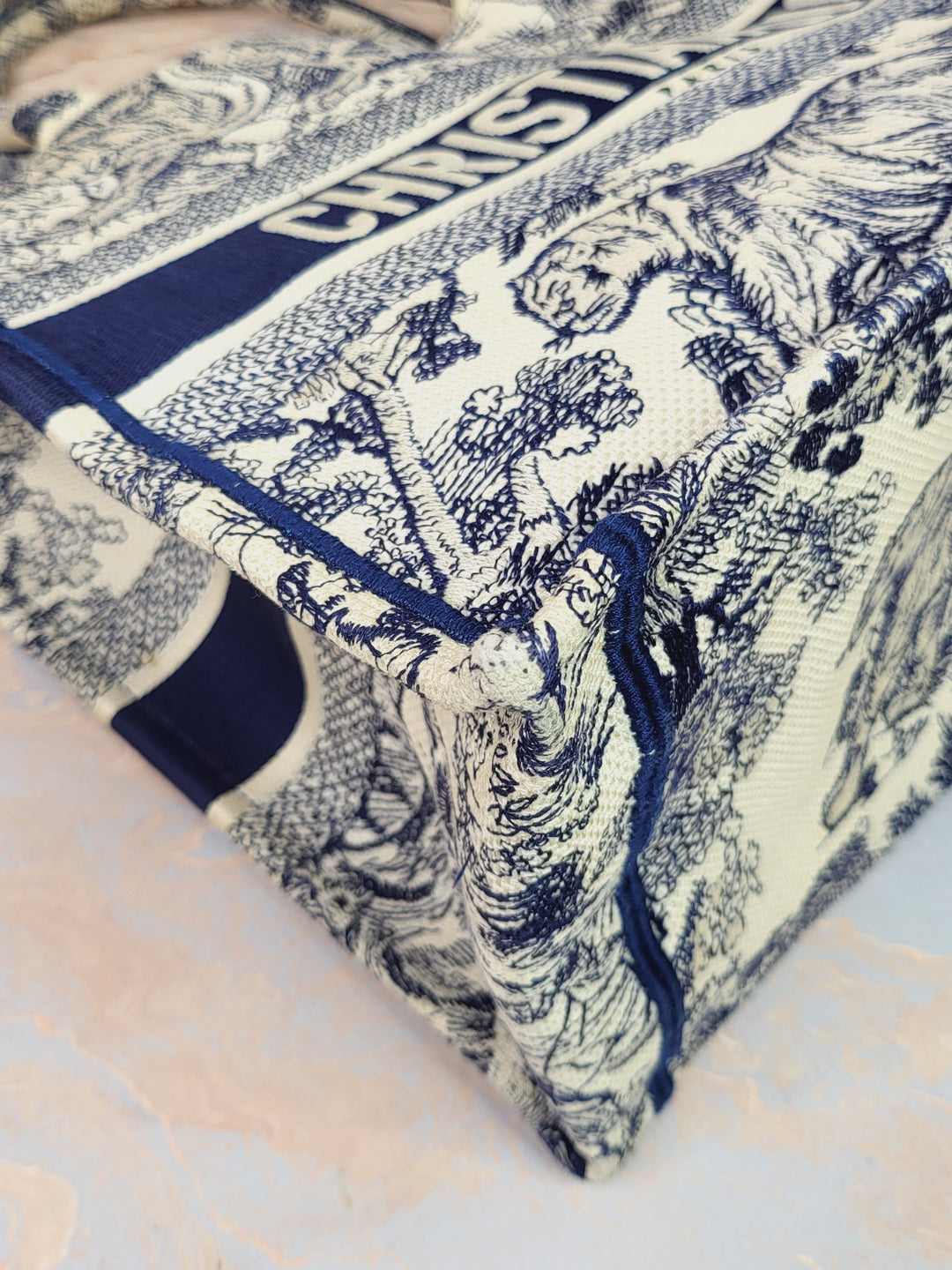 Dior Book Tote Medium Navy Toile de Jouy