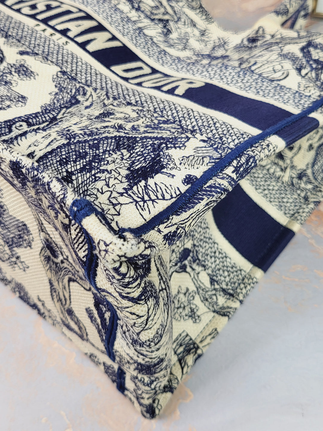 Dior Book Tote Medium Navy Toile de Jouy