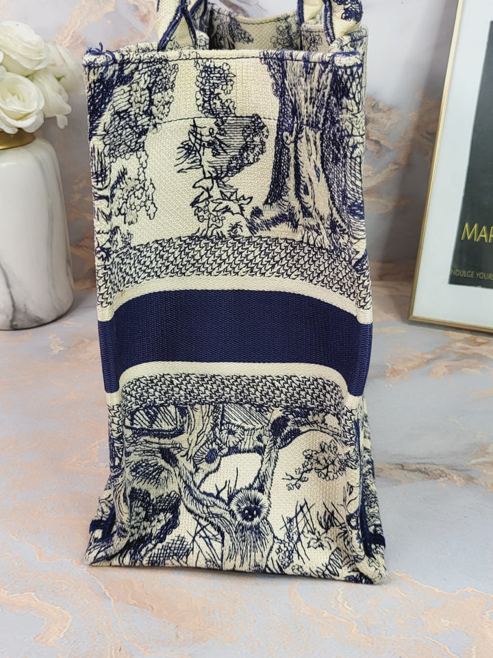 Dior Book Tote Medium Navy Toile de Jouy