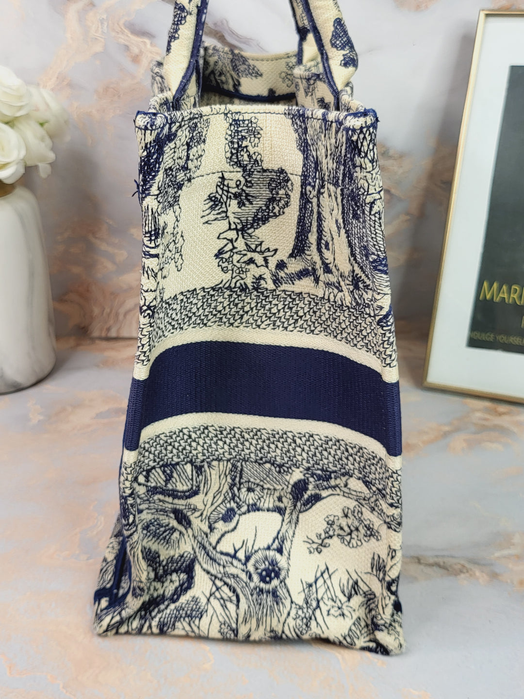 Dior Book Tote Medium Navy Toile de Jouy