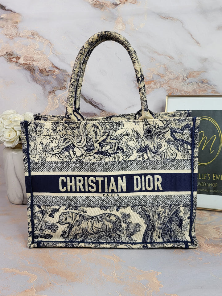 Dior Book Tote Medium Navy Toile de Jouy