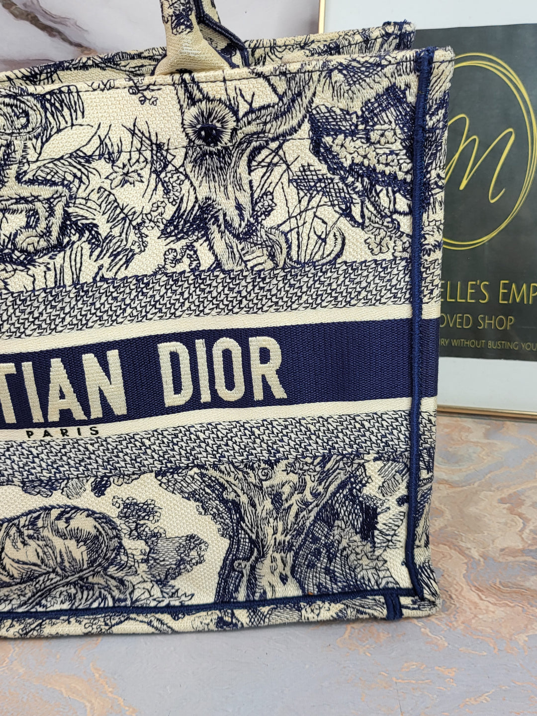 Dior Book Tote Medium Navy Toile de Jouy