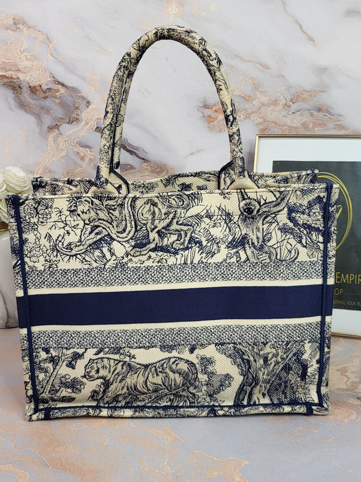 Dior Book Tote Medium Navy Toile de Jouy