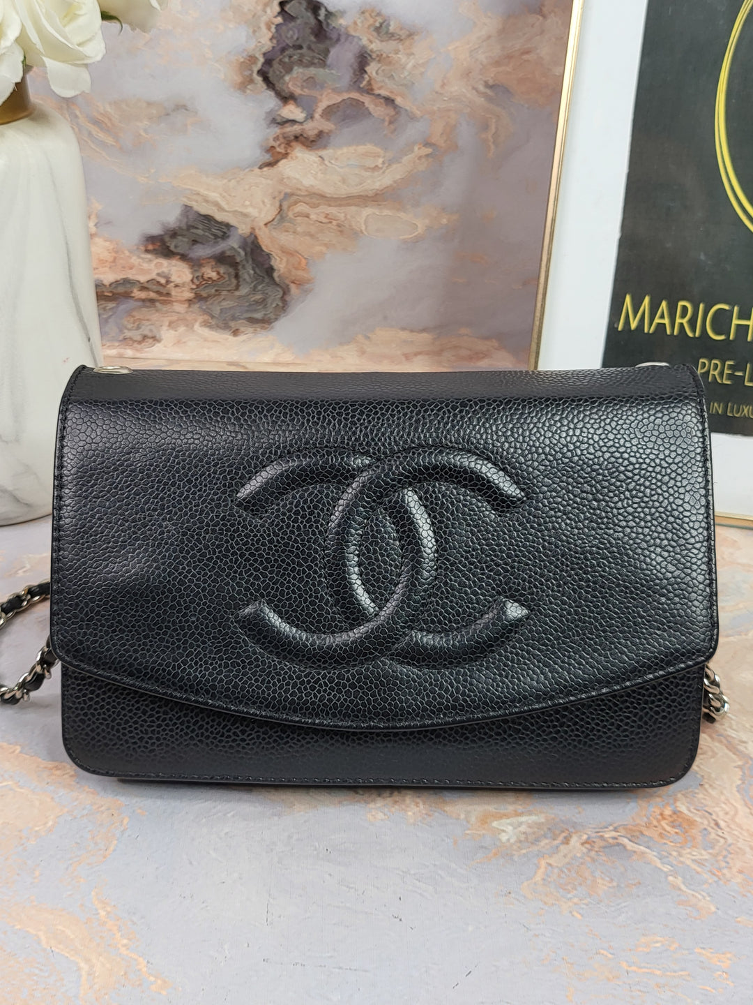 Chanel Caviar Timeless CC Wallet On Chain (Modified)