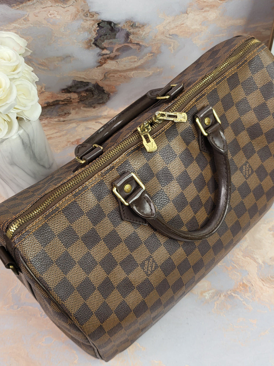 Louis Vuitton Damier Ebene Speedy 35 Bandouliere