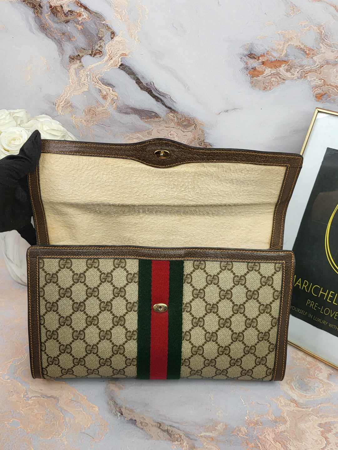 Gucci Web Sherry Line Clutch Bag