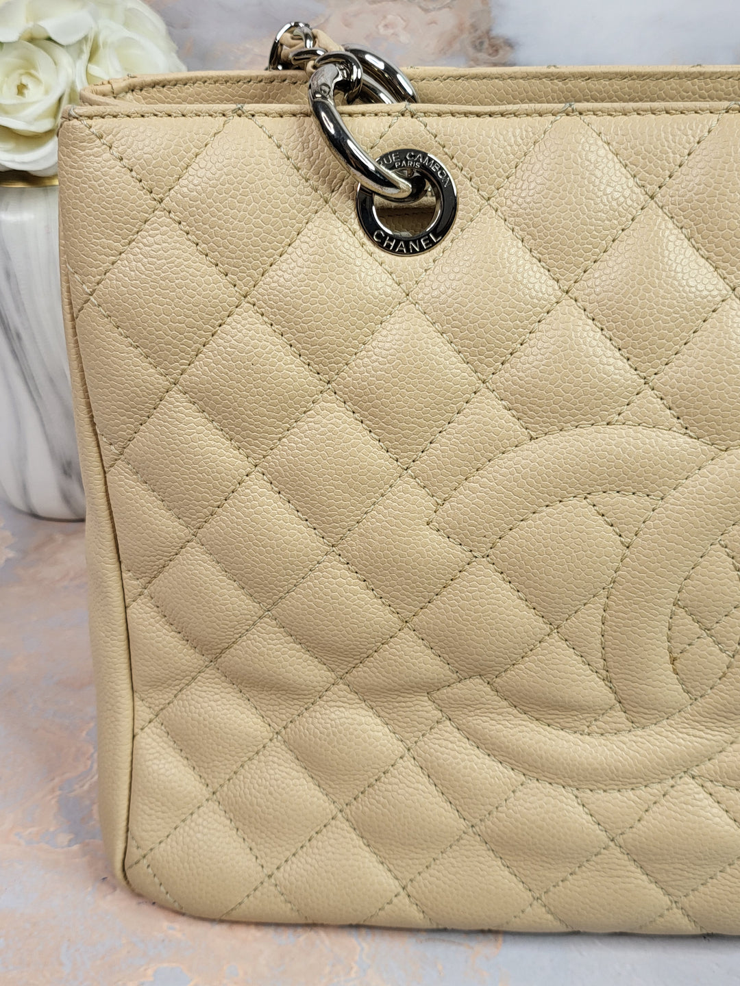 Chanel Caviar Beige Grand Shopping Tote (GST)