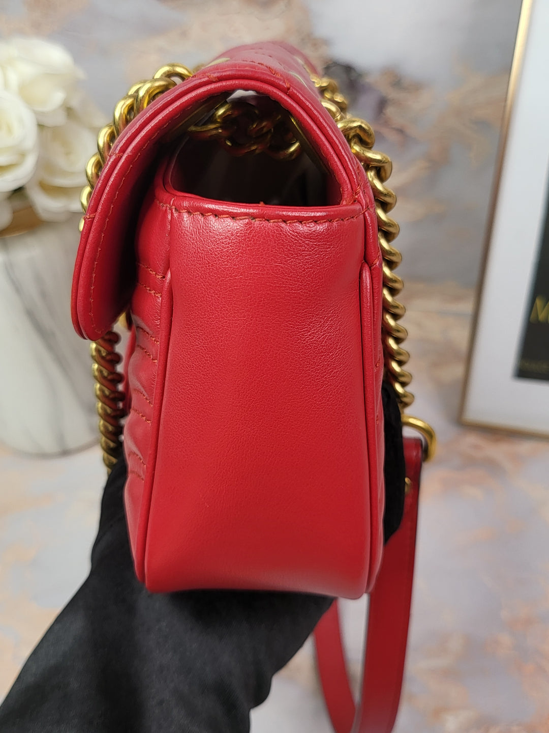 Gucci Calfskin Red Marmont Mini