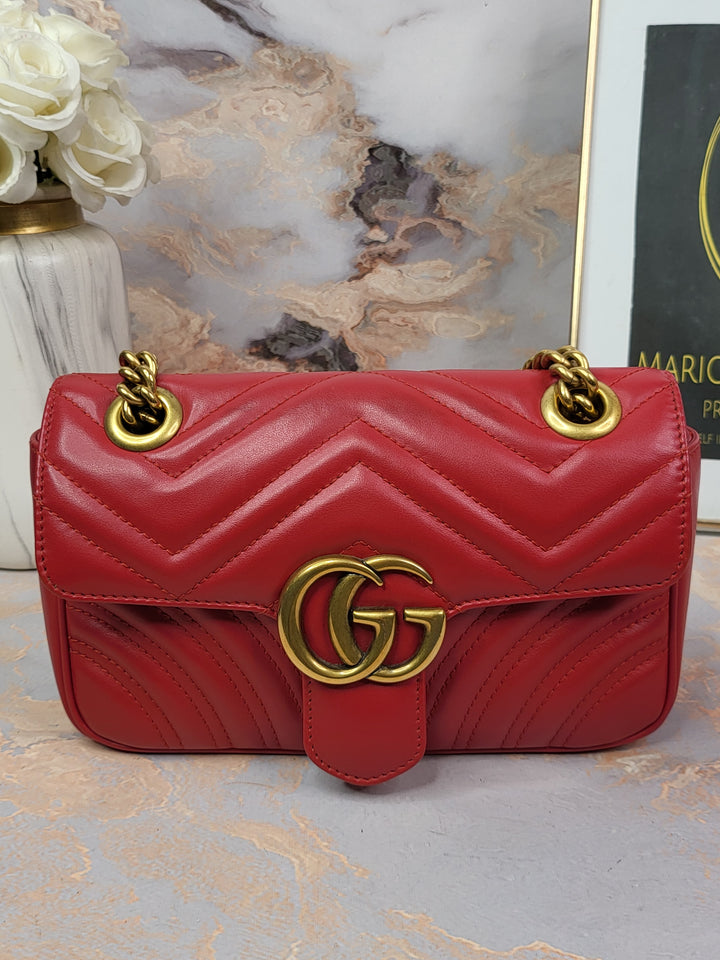 Gucci Calfskin Red Marmont Mini