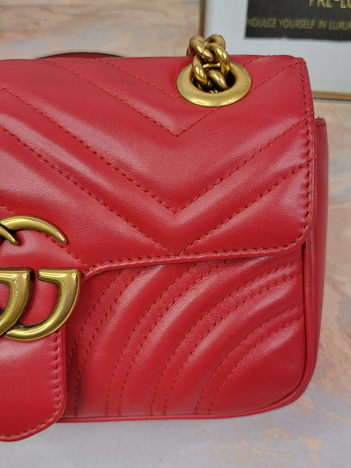 Gucci Calfskin Red Marmont Mini