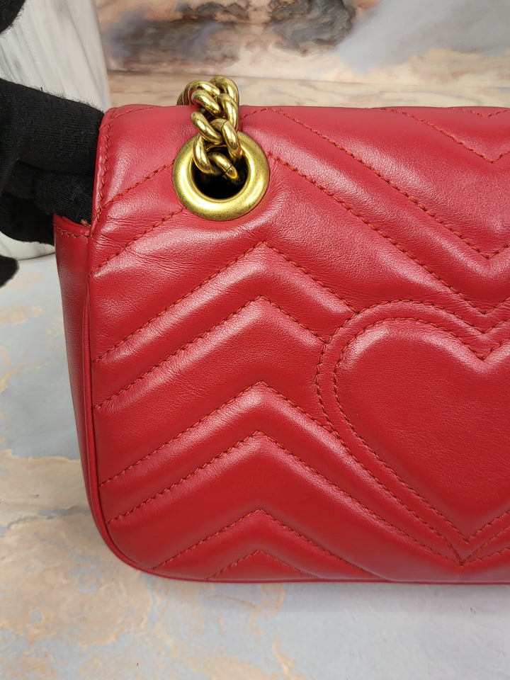 Gucci Calfskin Red Marmont Mini