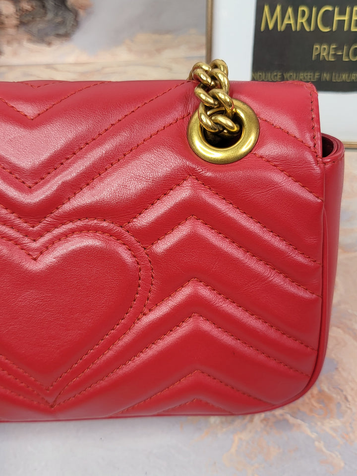 Gucci Calfskin Red Marmont Mini