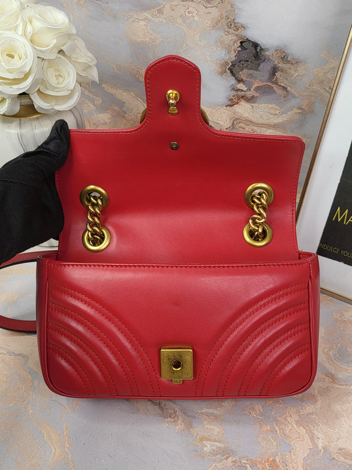 Gucci Calfskin Red Marmont Mini