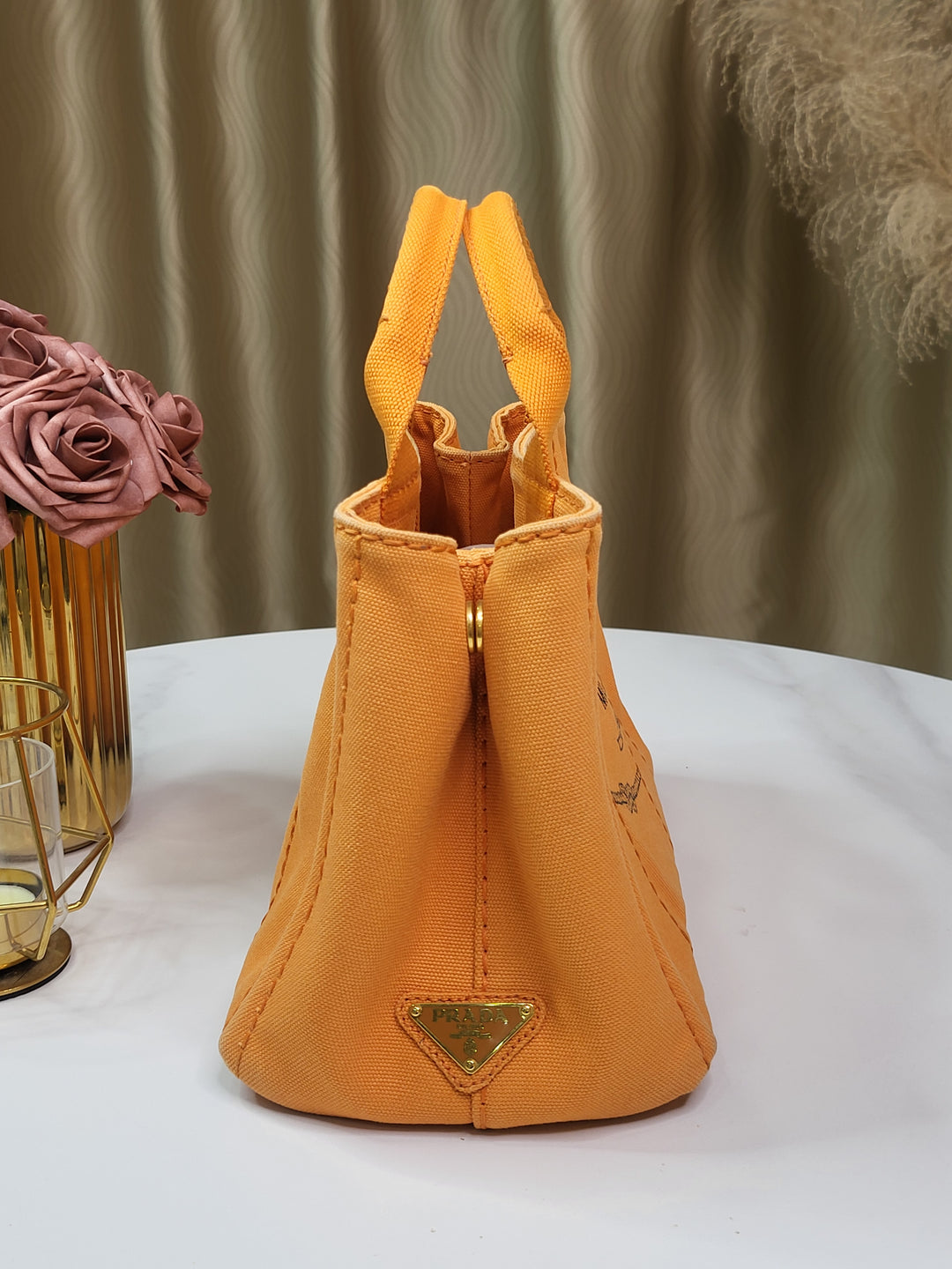 Prada Canapa Papaya Handbag