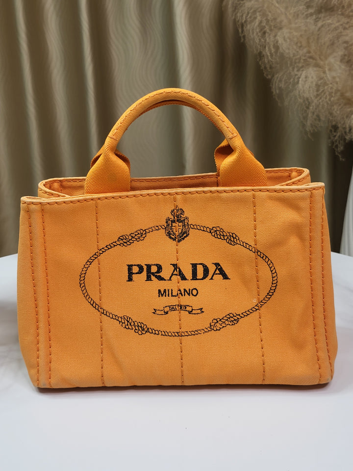 Prada Canapa Papaya Handbag