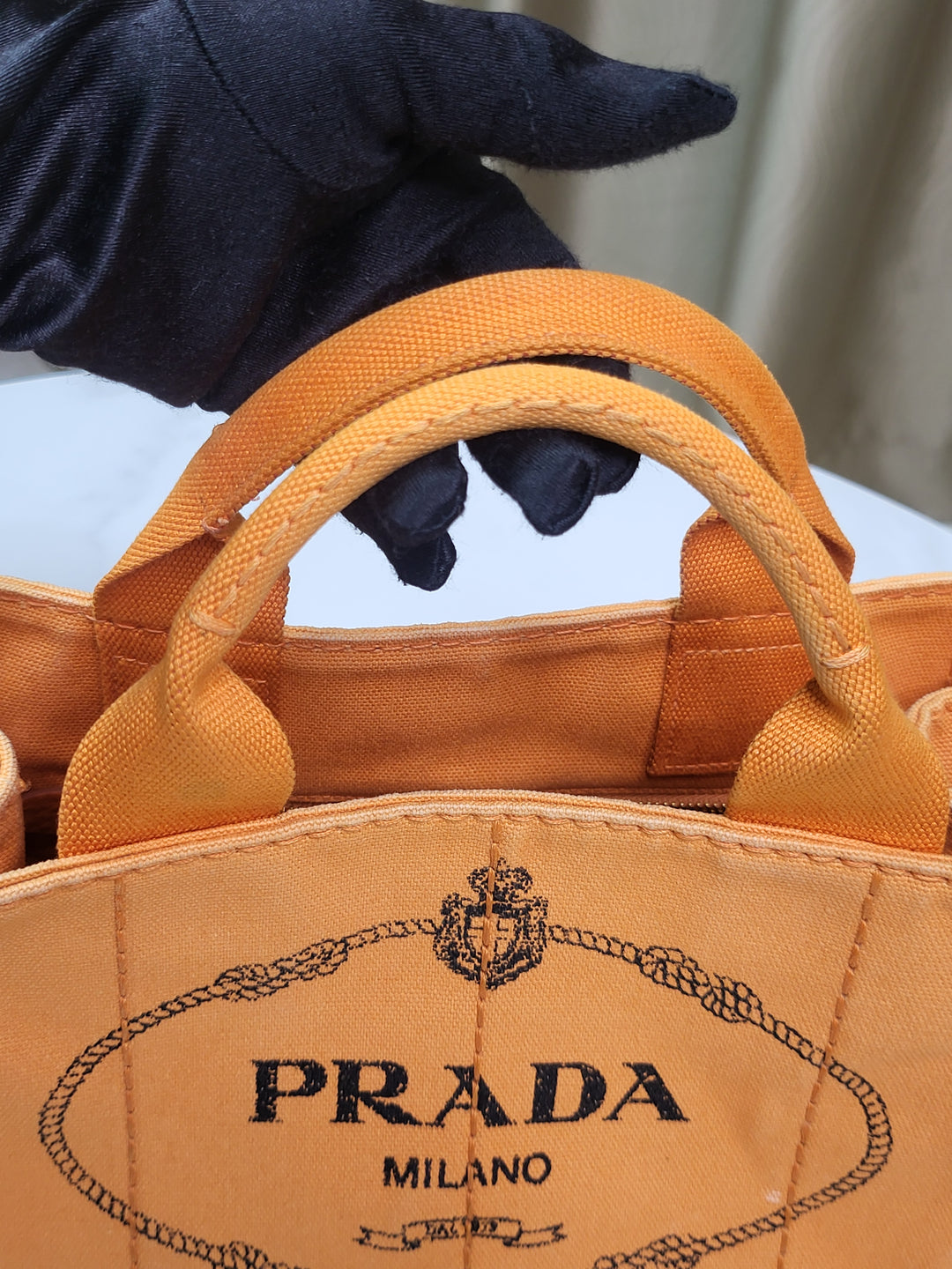 Prada Canapa Papaya Handbag