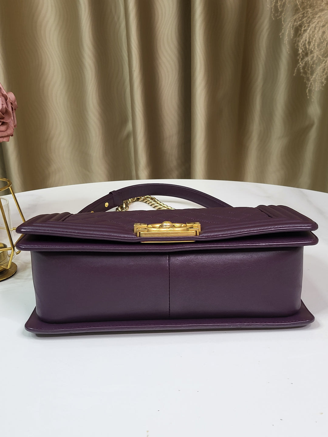 Chanel Lambskin Purple Leboy Old Medium