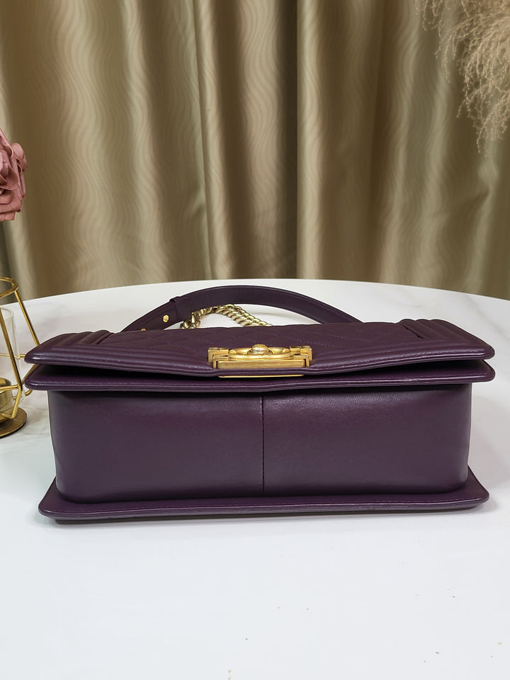 Chanel Lambskin Purple Leboy Old Medium