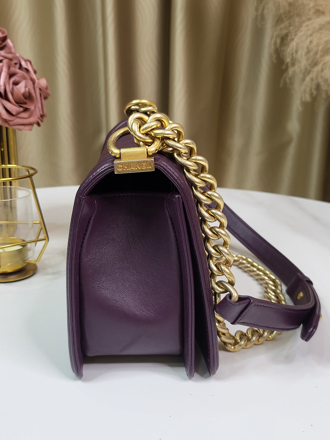 Chanel Lambskin Purple Leboy Old Medium