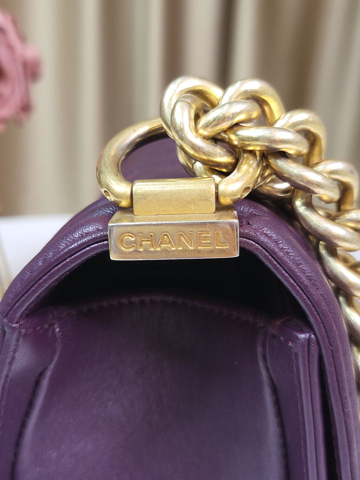 Chanel Lambskin Purple Leboy Old Medium