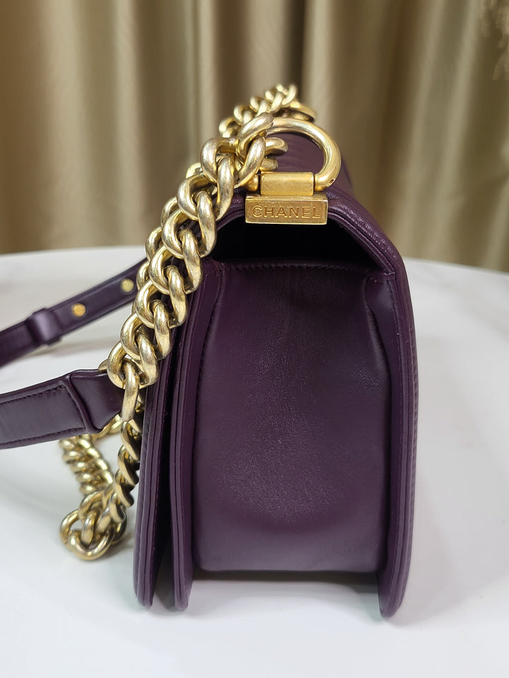 Chanel Lambskin Purple Leboy Old Medium