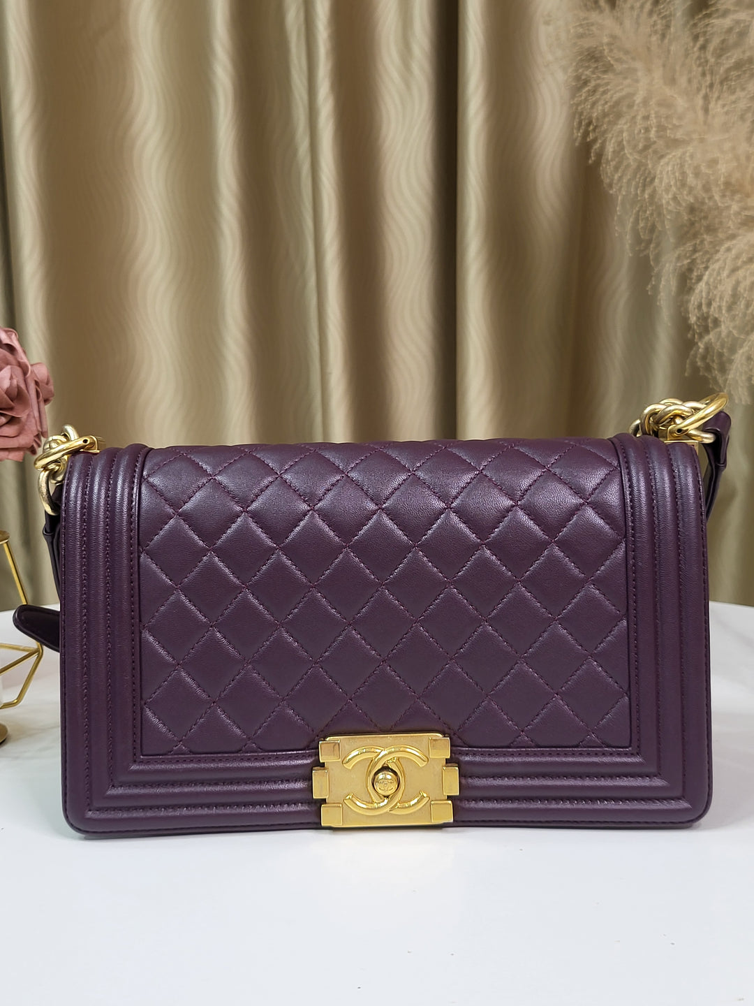 Chanel Lambskin Purple Leboy Old Medium