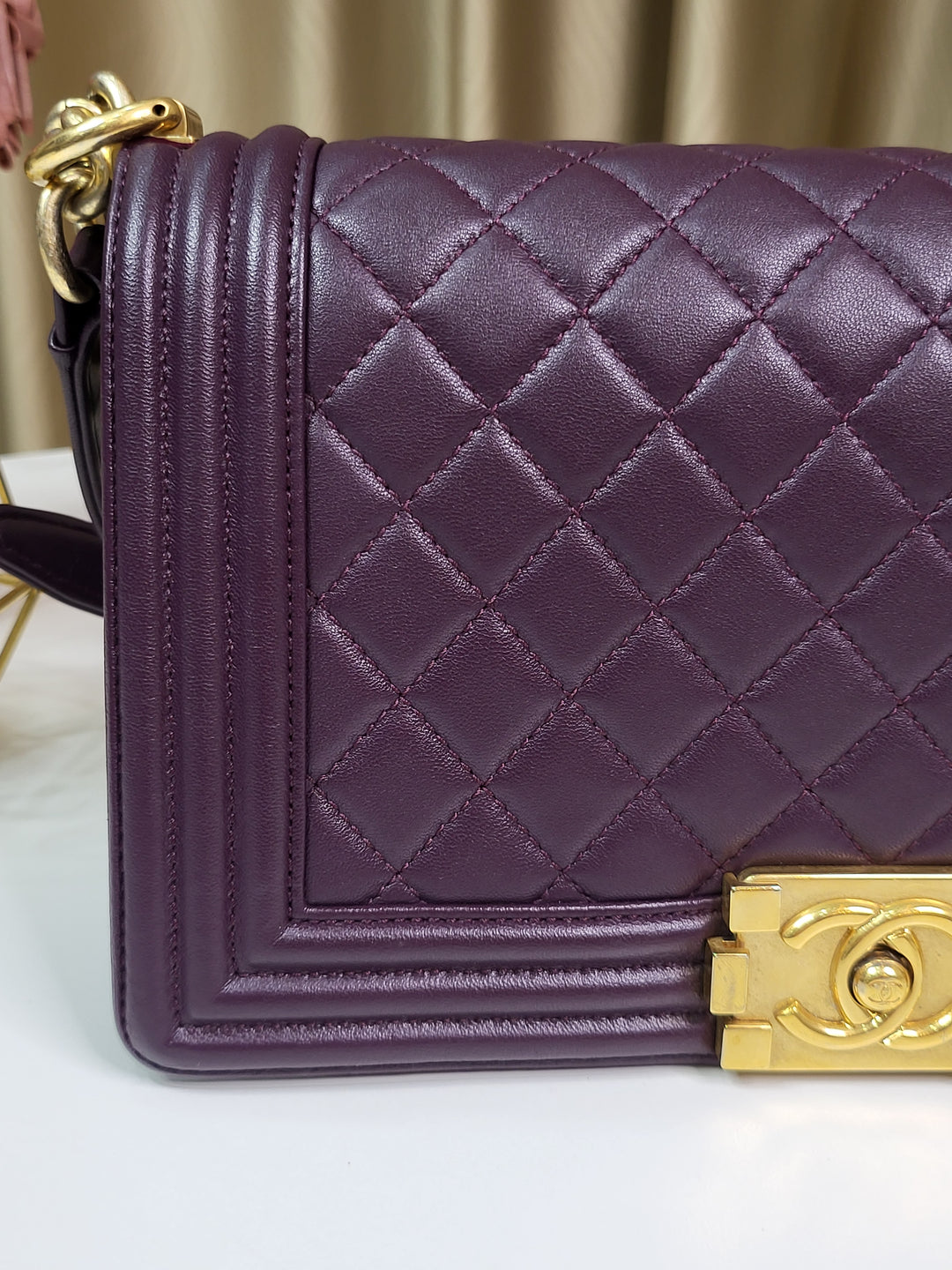 Chanel Lambskin Purple Leboy Old Medium