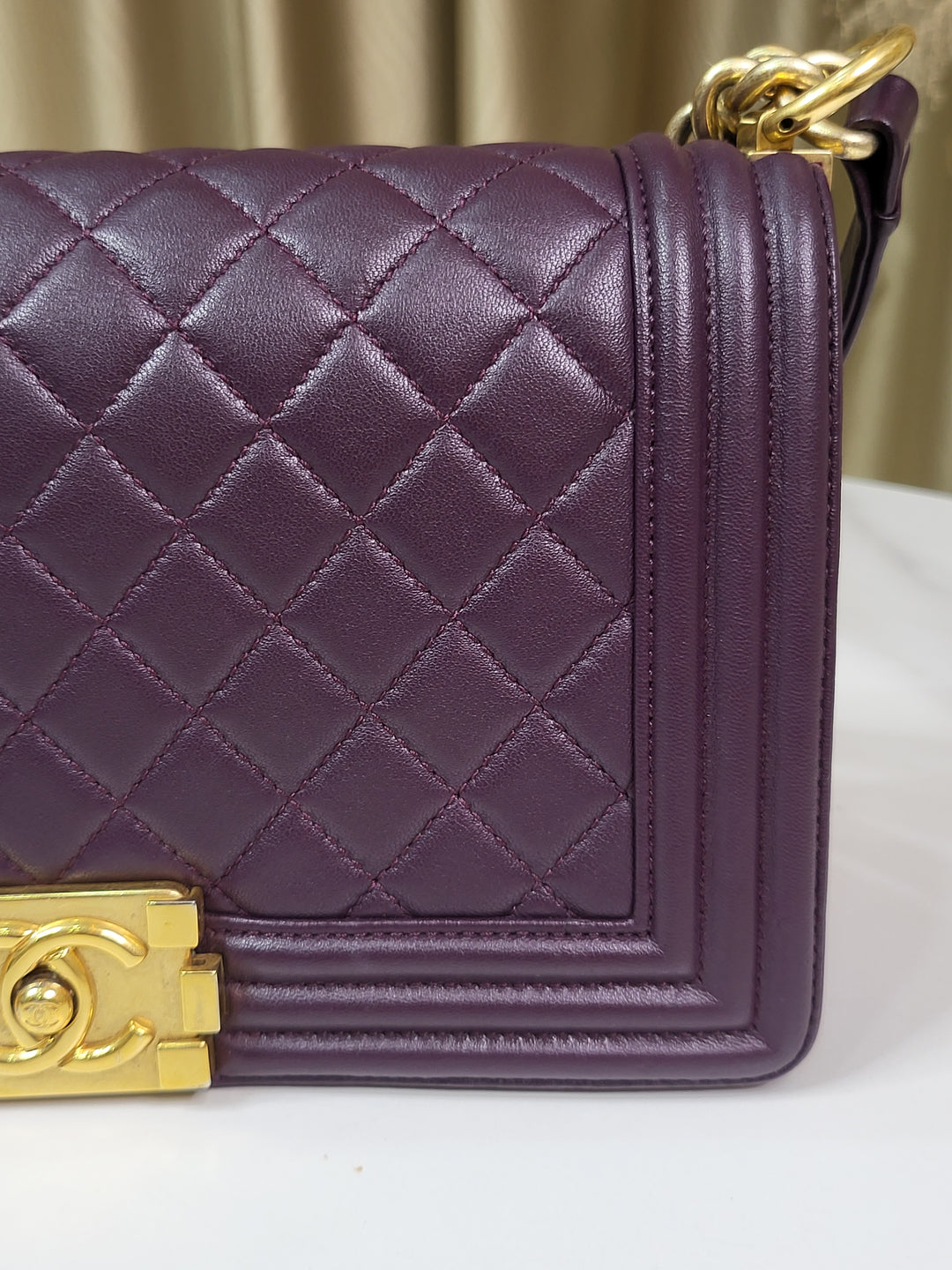 Chanel Lambskin Purple Leboy Old Medium