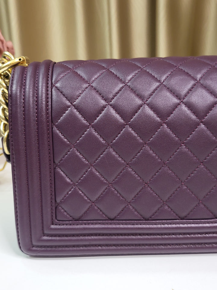 Chanel Lambskin Purple Leboy Old Medium