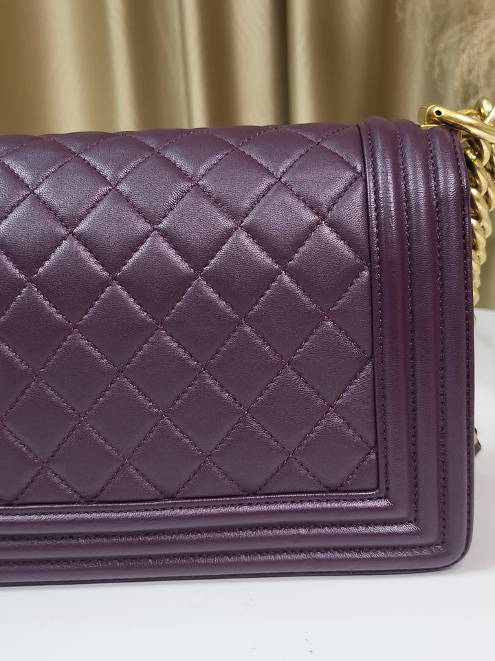 Chanel Lambskin Purple Leboy Old Medium