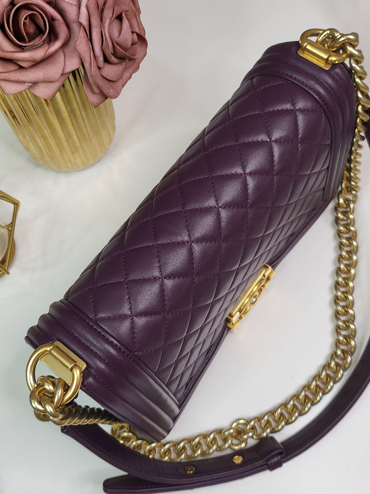 Chanel Lambskin Purple Leboy Old Medium