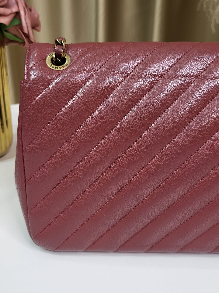 Chanel Calfskin Diagonal Quilt Flap