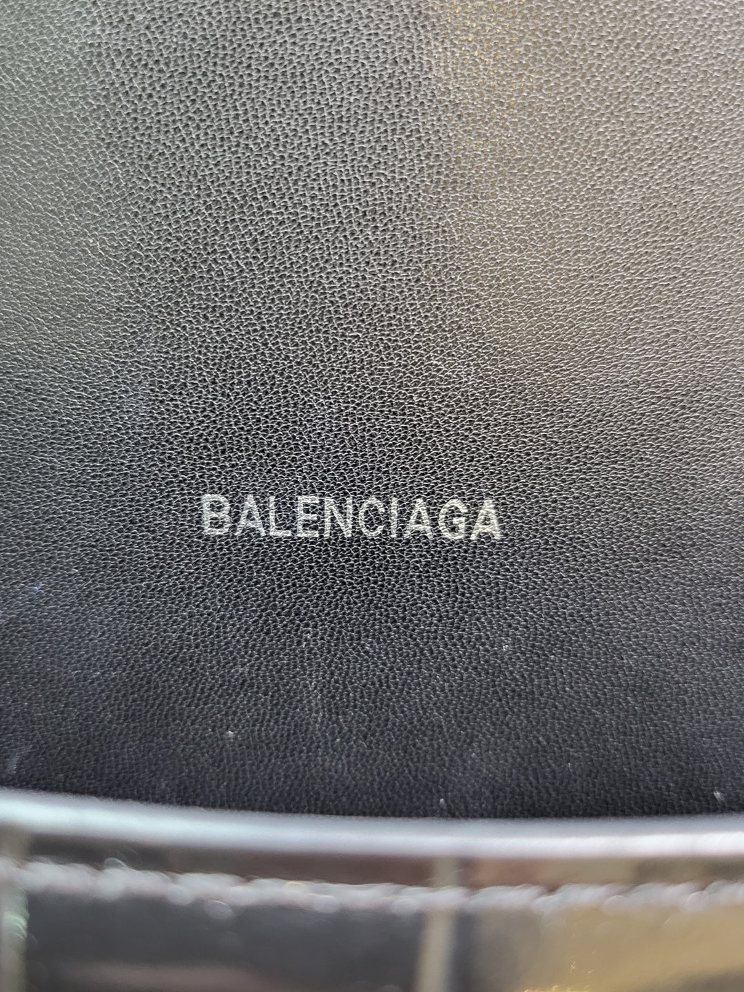 Balenciaga Shiny Calfskin Croc Embossed Hourglass XS