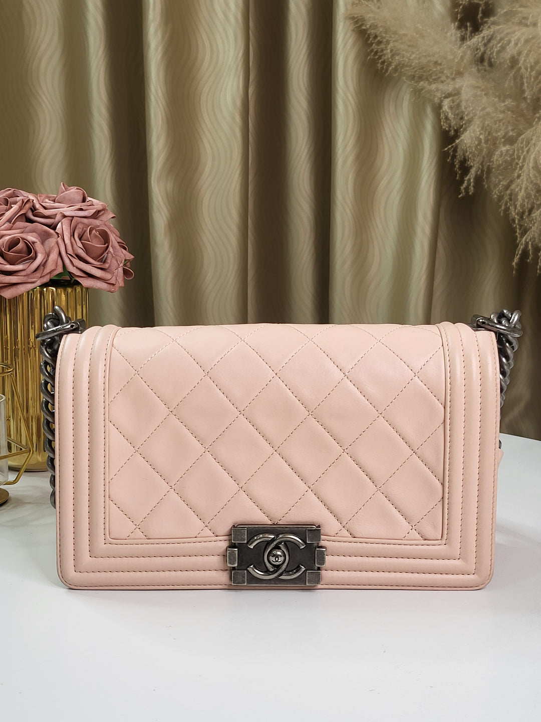 Chanel Lambskin Leboy Old Medium Apricot Pink