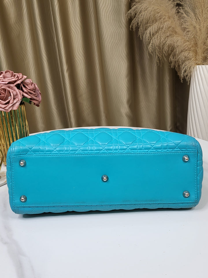 Dior Lambskin Lady Dior Large Turquoise