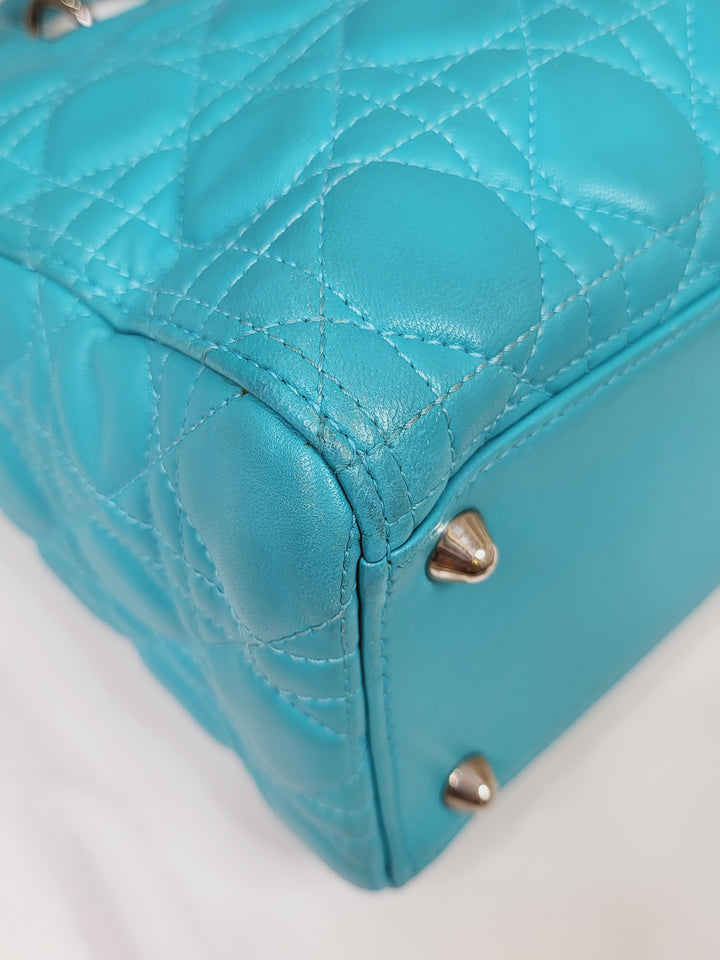 Dior Lambskin Lady Dior Large Turquoise