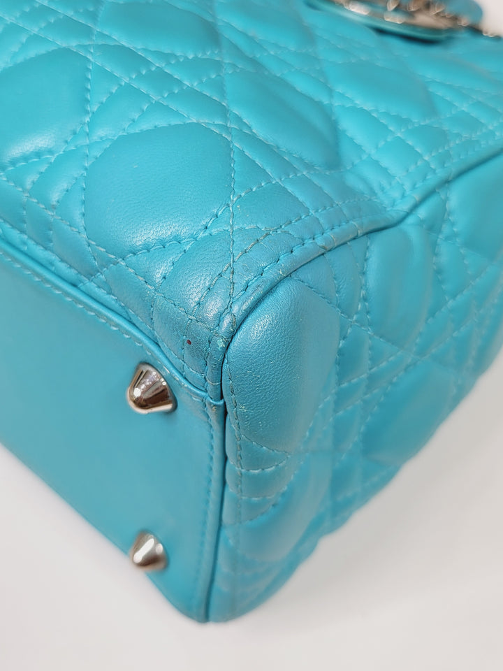 Dior Lambskin Lady Dior Large Turquoise