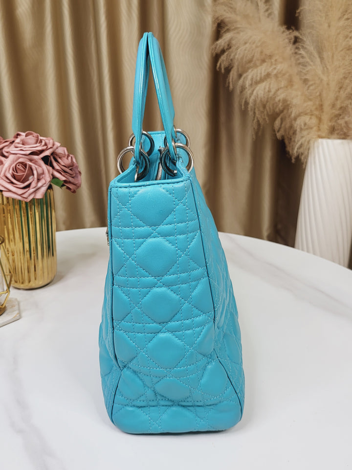 Dior Lambskin Lady Dior Large Turquoise