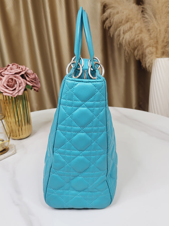 Dior Lambskin Lady Dior Large Turquoise