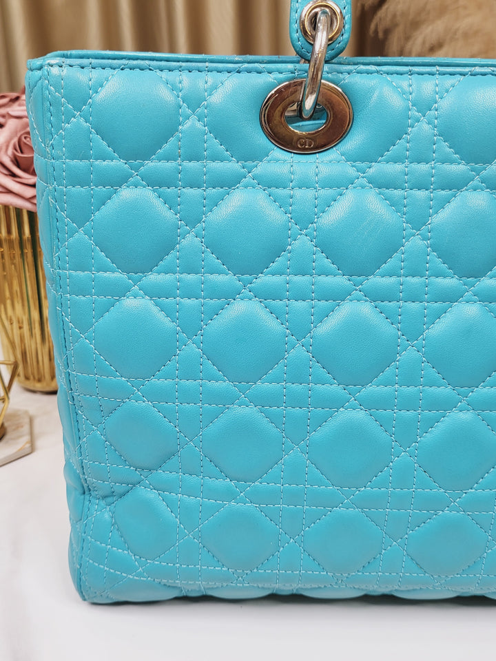 Dior Lambskin Lady Dior Large Turquoise